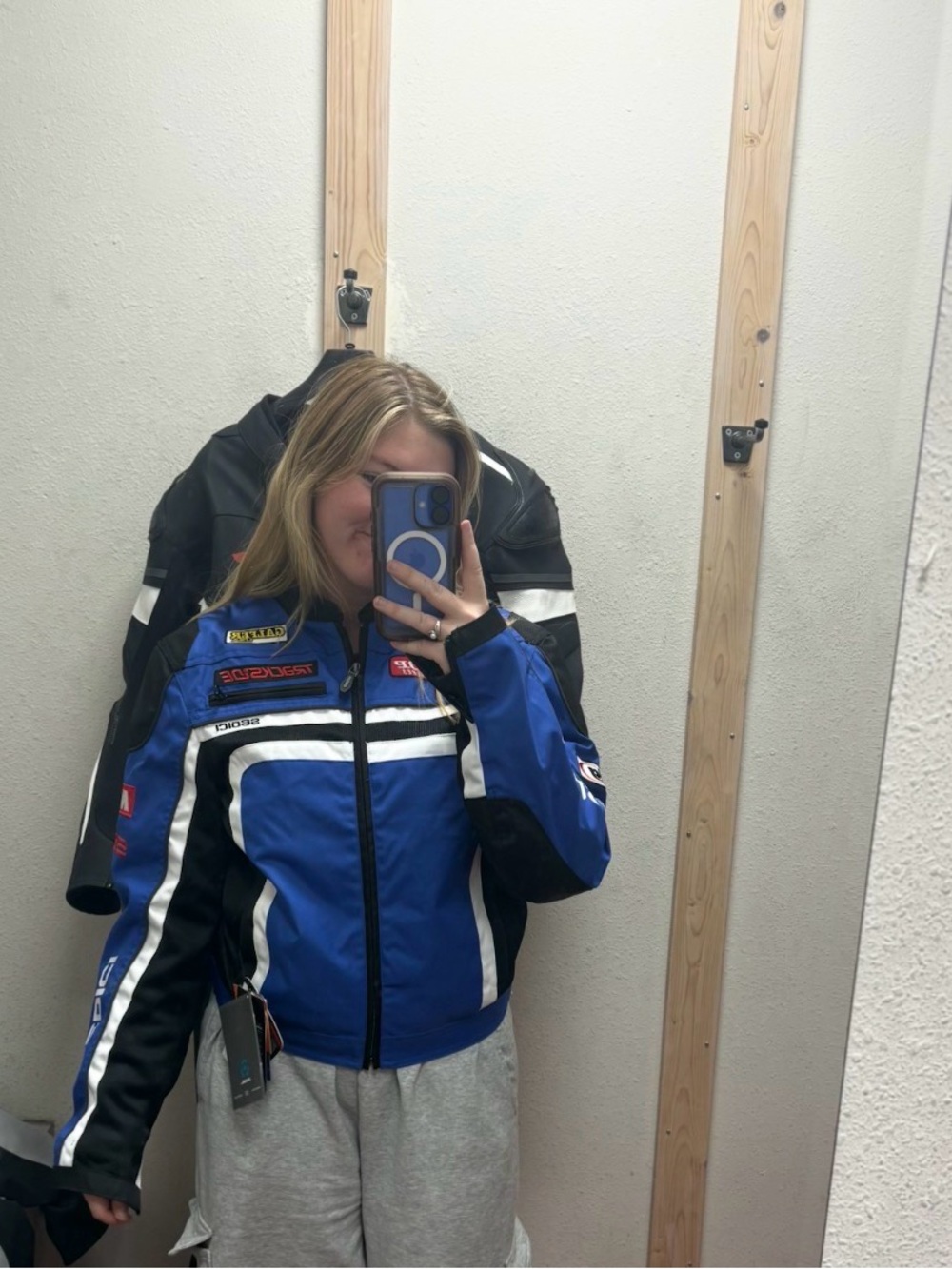 Sedici Blue Men's Sport Motorcycle Jacket with White Accents